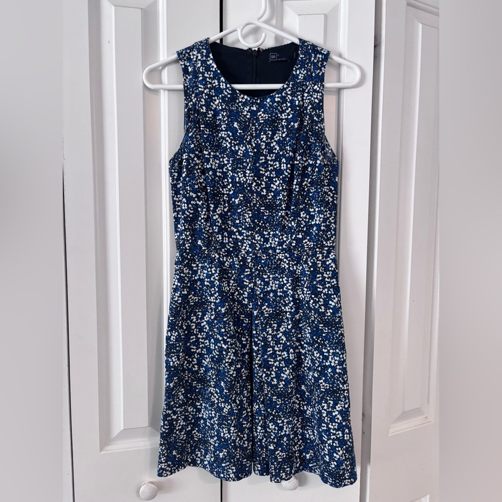 GAP Navy and White Floral Midi Dress